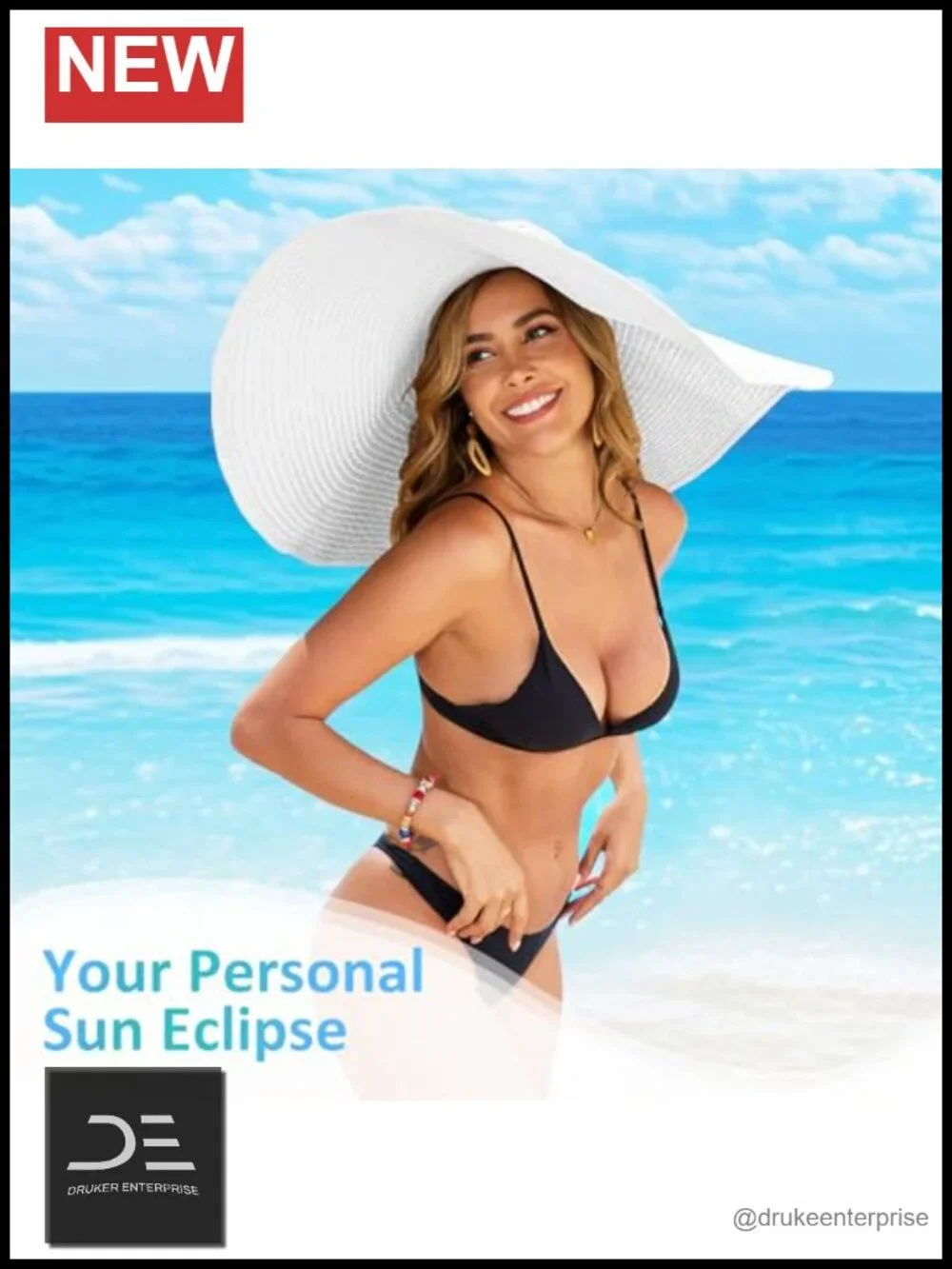 Wide Brim Straw Sun Hat UPF 50+ Foldable Travel Beach Hat